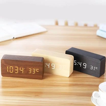 Glomexia Wooden LED Alarm Clock 🌿