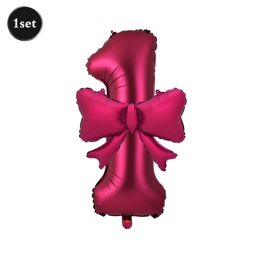 Large Bow Number Foil Birthday Balloon