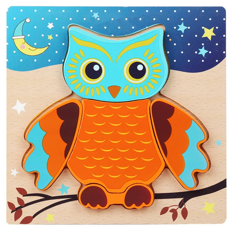 Wooden 3D Cartoon Animal Puzzle Toy
