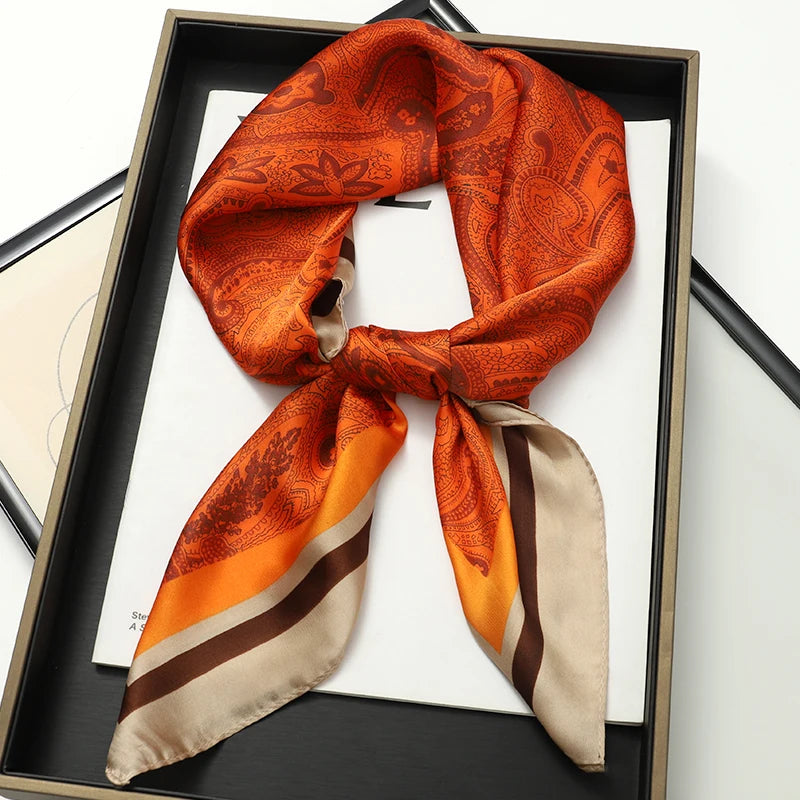 Women’s Luxury Cat Print Silk Square Scarf (70cm)
