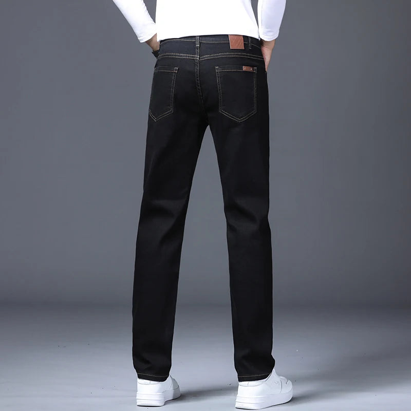 👖 Glomexia – Black Slim Men’s Jeans 🖤