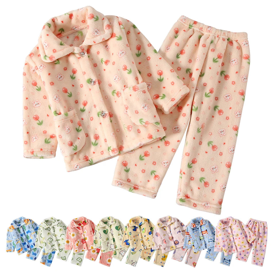 Premium Kids Coral Fleece Winter Pajama Set
