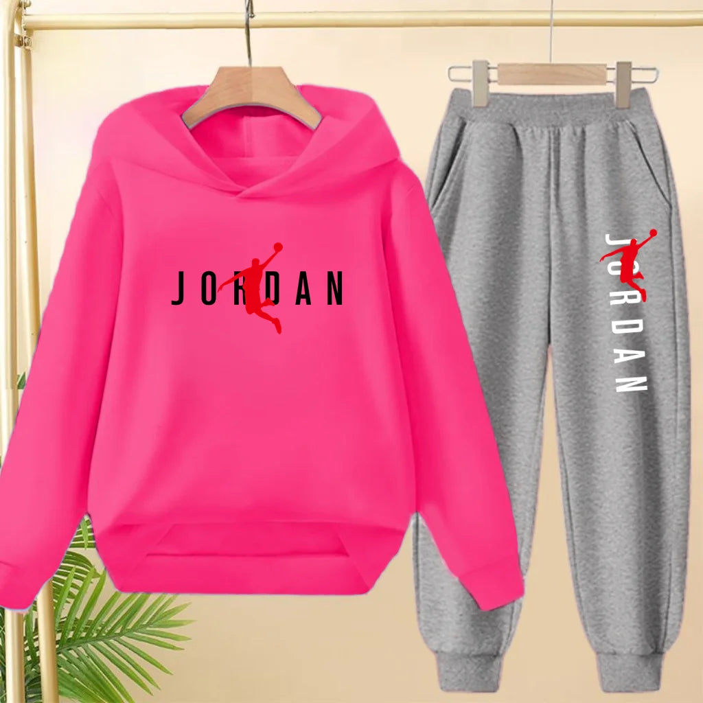 Glomexia Kids Black Hoodie Set – Trendy Sports Outfit