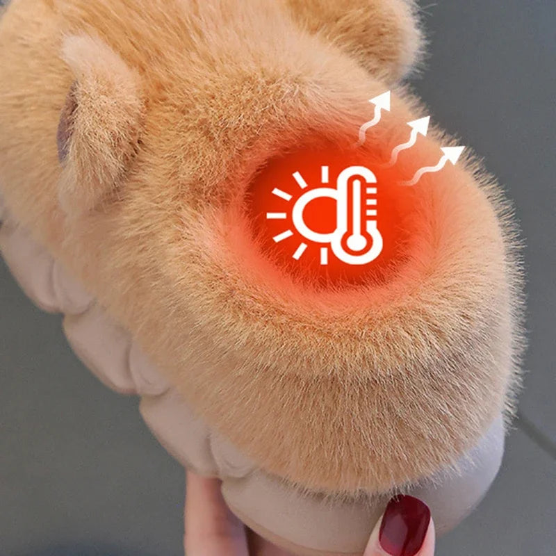 Women’s Faux Fur Platform Slippers 🐾❄️