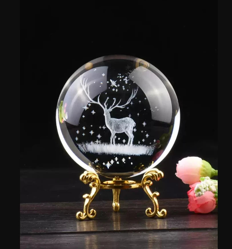 3D Solar System Crystal Ball with Stand