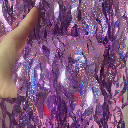 Metallic Tinsel Foil Fringe Curtain with Star