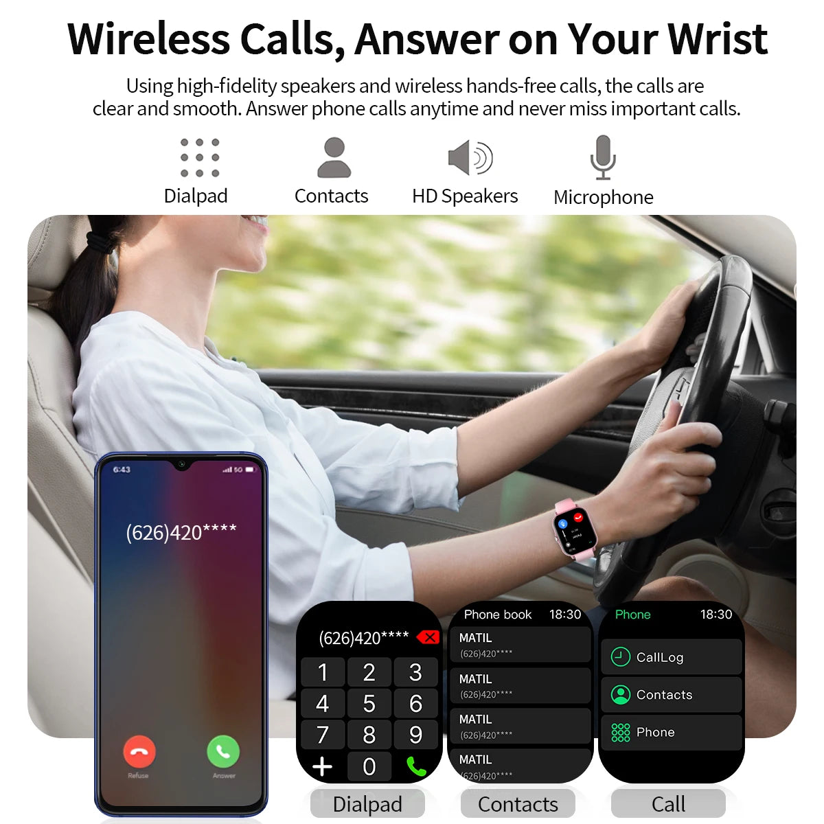 Bluetooth Call Smart Watch – 1.83” Touch Fitness Tracker