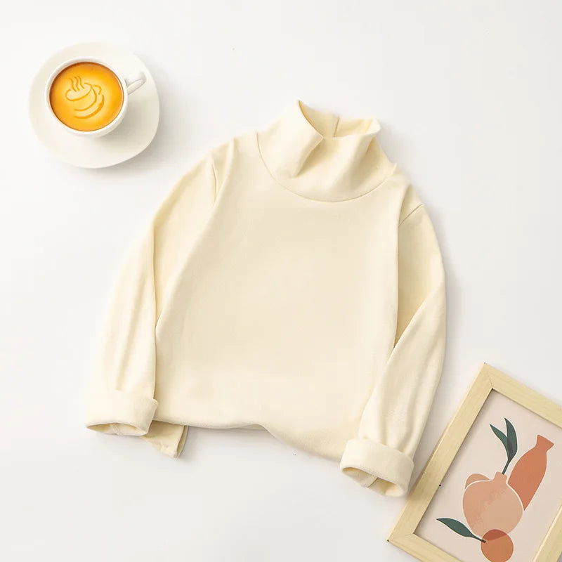 Glomexia Kids Cozy Cartoon Turtleneck Tee – Unisex Long Sleeve