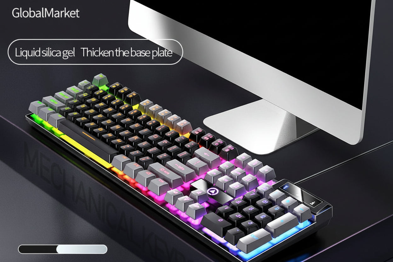 ⌨️ GlobalMarket Low-Profile Wired Gaming Keyboard with Numpad – RGB Style Keyboard for PC & Laptop