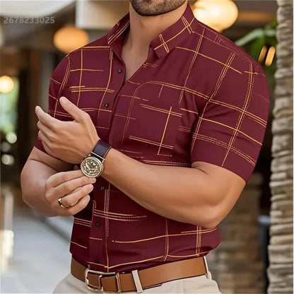 Men’s Luxury Short Sleeve Social Party Shirt