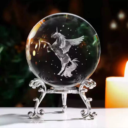 3D Solar System Crystal Ball with Stand