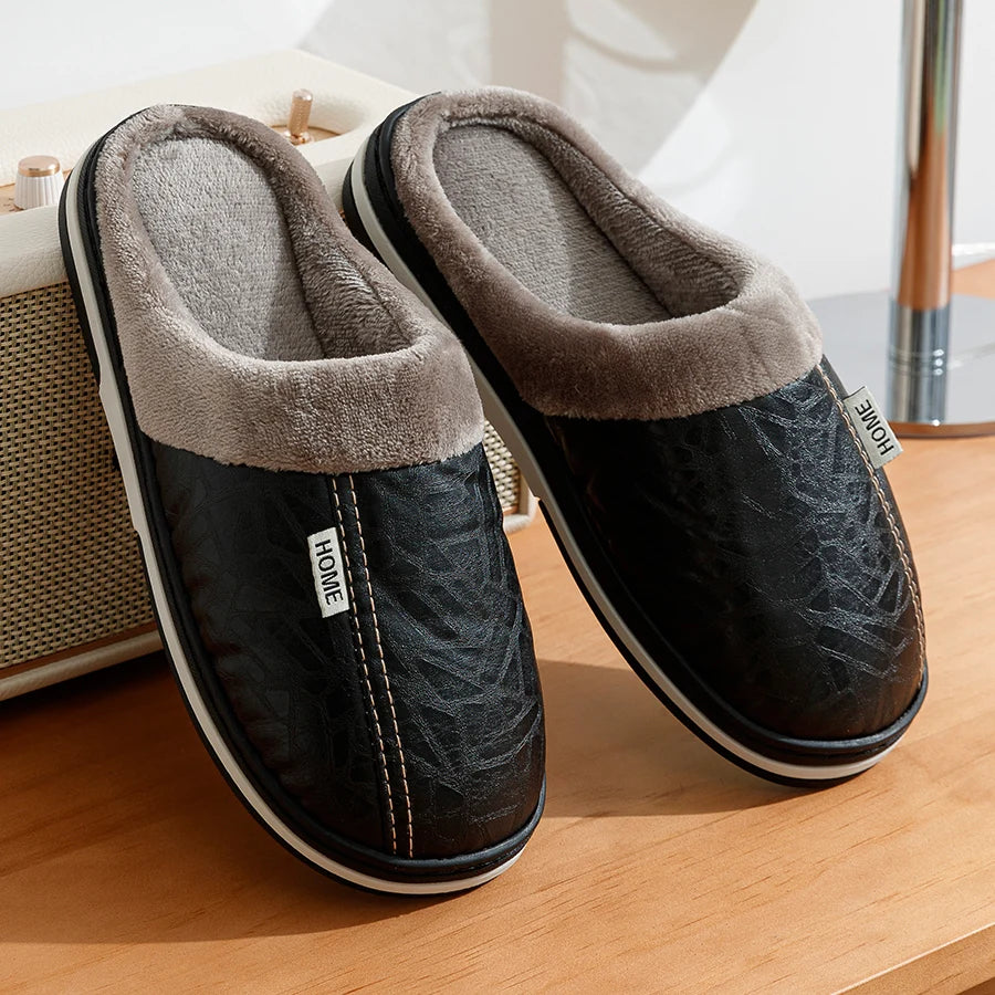 Glomexia Men Winter Plush Slippers ❄️ | Warm Bedroom Shoes