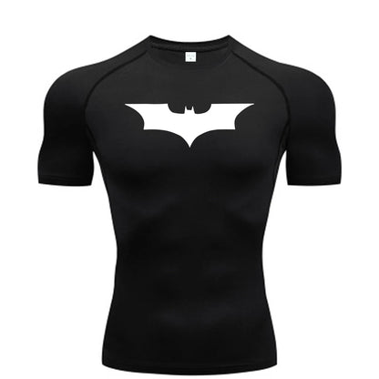 🦇💪 Men’s Bat Print Compression Tee | Gym Fit 🏃‍♂️