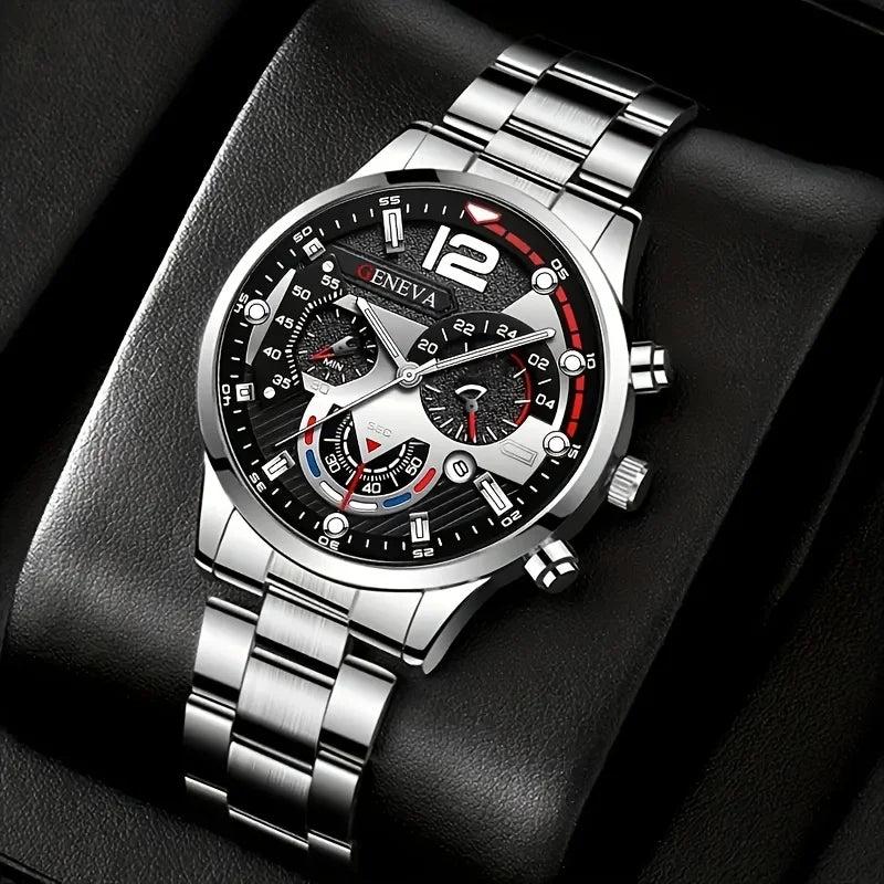 Glomexia Men’s Quartz Watch Set (4 PCS) 🔥