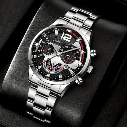 Glomexia Men’s Quartz Watch Set (4 PCS) 🔥