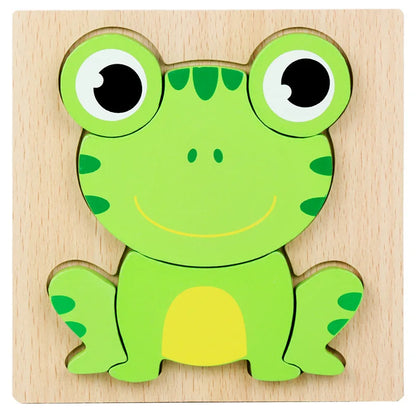 Wooden 3D Cartoon Animal Puzzle Toy