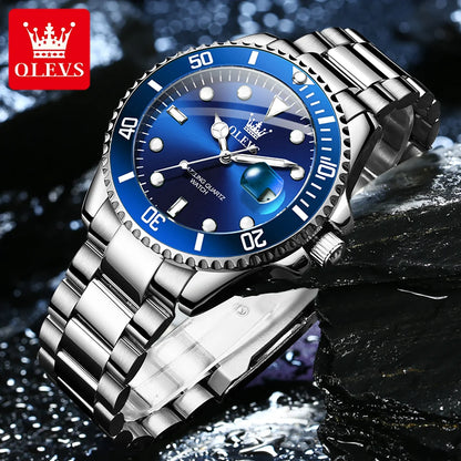 Luxury Stainless Steel Men’s Watch – Quartz Waterproof Wristwatch