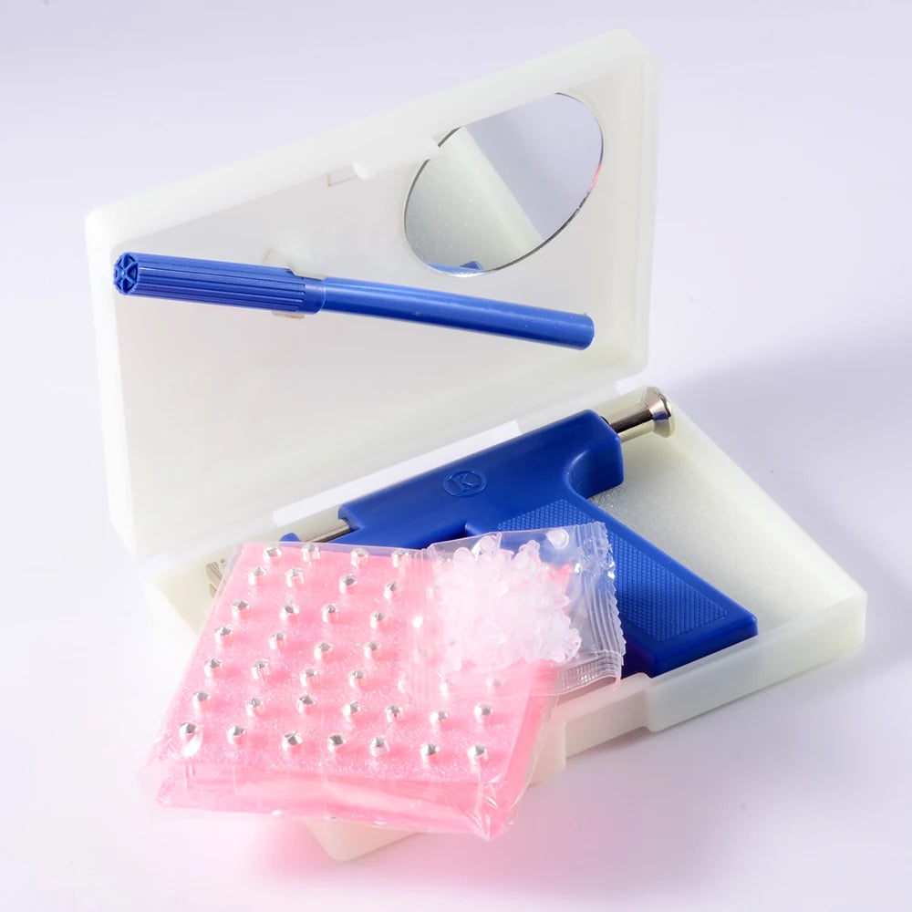 Glomexia Ear Piercing Kit (98pcs) | Professional Piercing Gun with Stainless Steel Studs