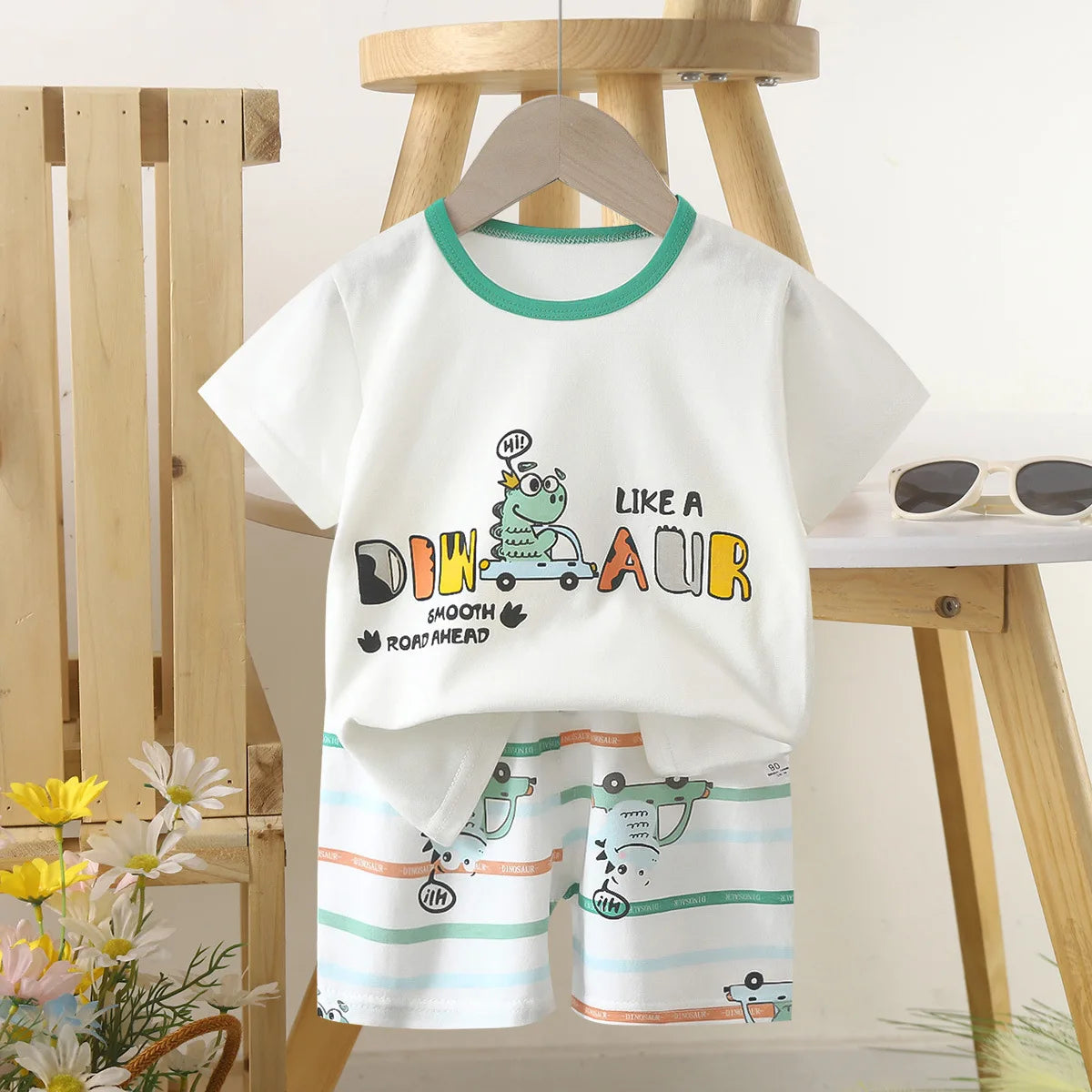 Glomexia Kids Cartoon Cotton Set – Summer T-Shirt & Shorts