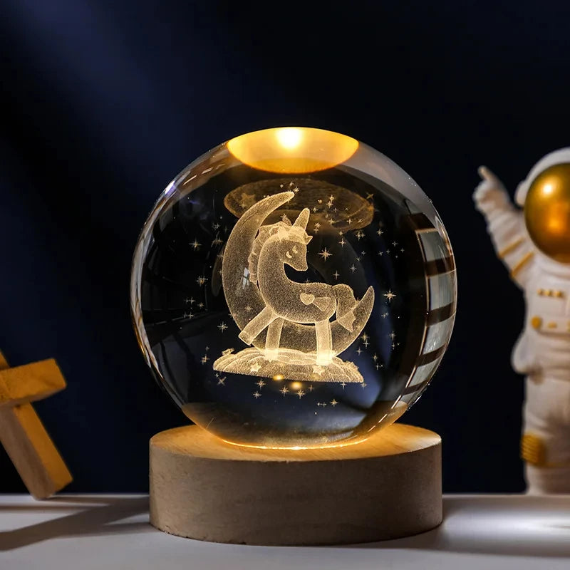 3D Moon Crystal Ball Night Light