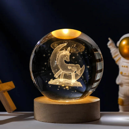 3D Moon Crystal Ball Night Light