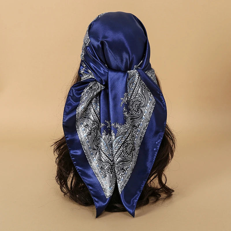 Premium 90x90 Paisley Fashion Scarf | Women Headband | GLOMEXIA