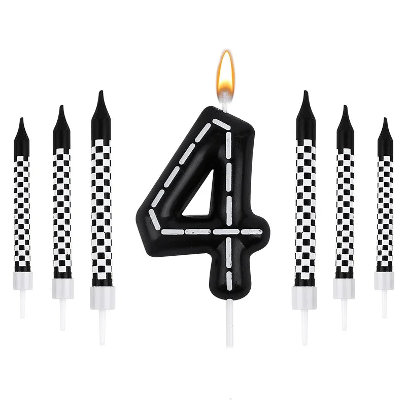 7pcs Racing Cars Birthday Number Candle Set – Cake Topper Decoration