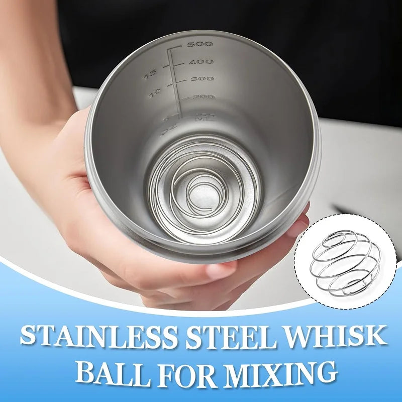 🥤 Stainless Steel Protein Shaker Bottle – Leak Proof Gym Fitness Cup