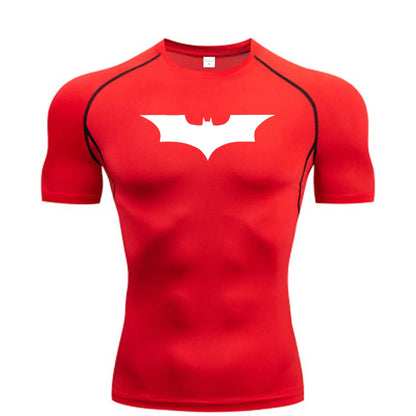 🦇💪 Men’s Bat Print Compression Tee | Gym Fit 🏃‍♂️