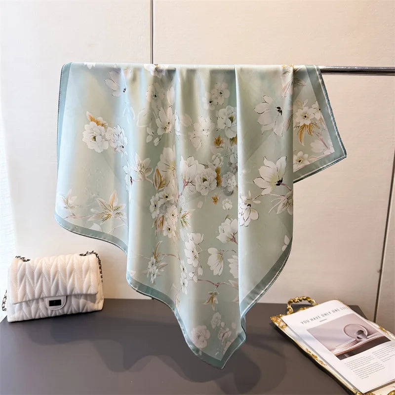 Women’s Luxury Floral Printed Silk Scarf