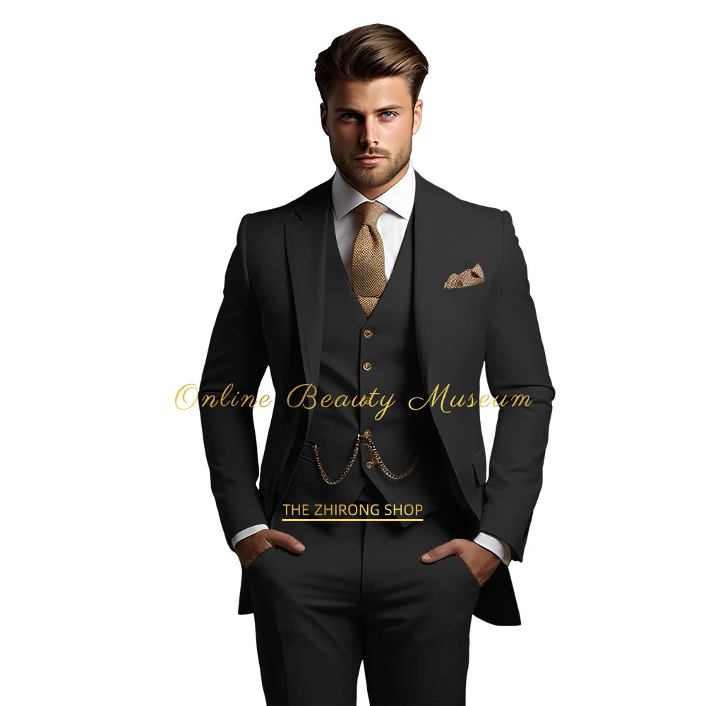 🤵 Men’s Wedding Banquet Suit – Classic Single Breasted Formal Set