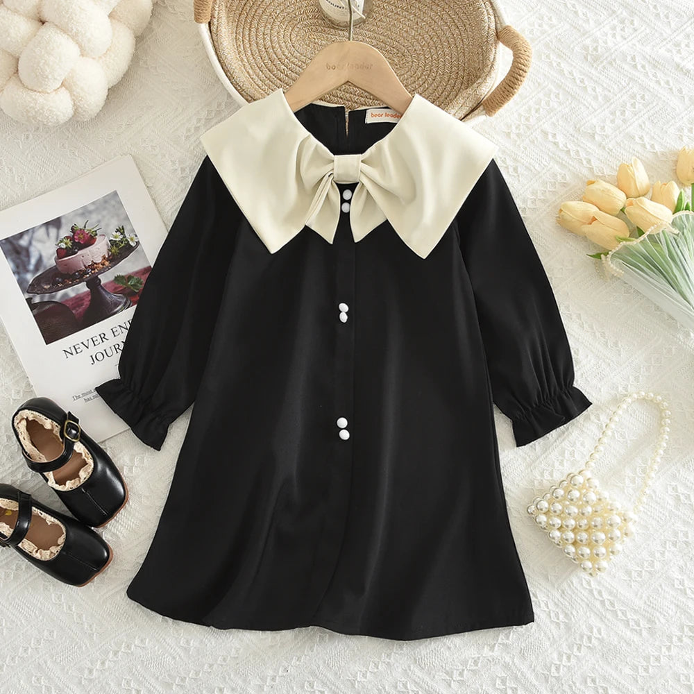 Premium Girls Doll Neck Flower Print Princess Dress