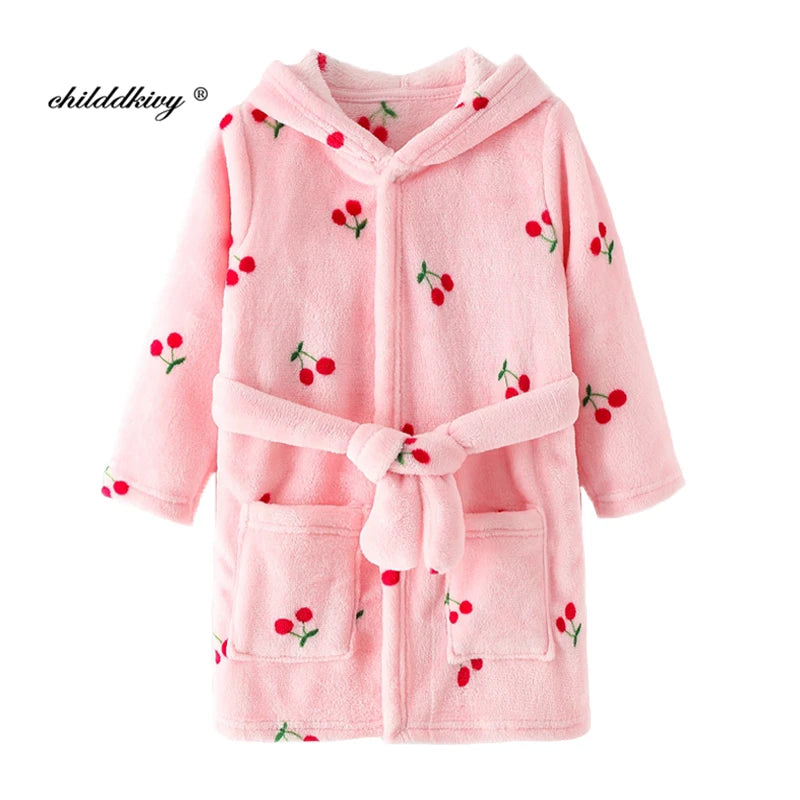 Premium Kids Flannel Hooded Pajama Robe (2–8Y)