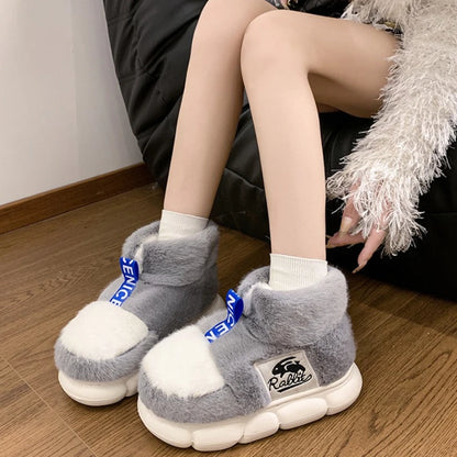 🧸 Winter Plush Home Slippers – Platform Warm Indoor Snow Shoes