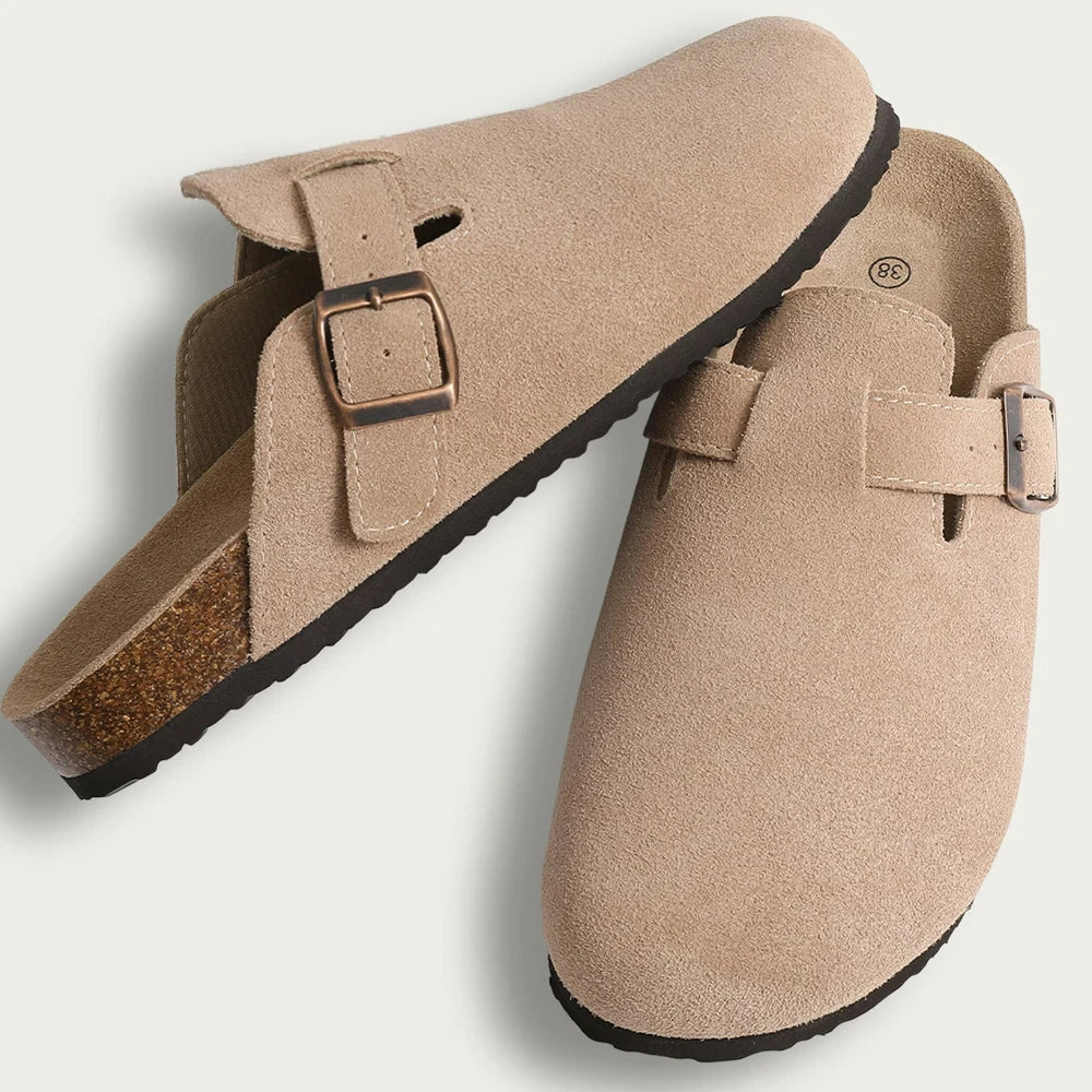 🥿 Women’s Cork Suede Mules Slippers – Classic Outdoor Comfort Shoes
