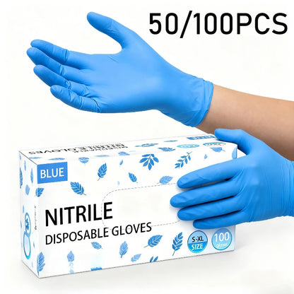 Disposable Blue Nitrile Gloves (50/100 PCS) – Multipurpose Cleaning & Safety 🧤