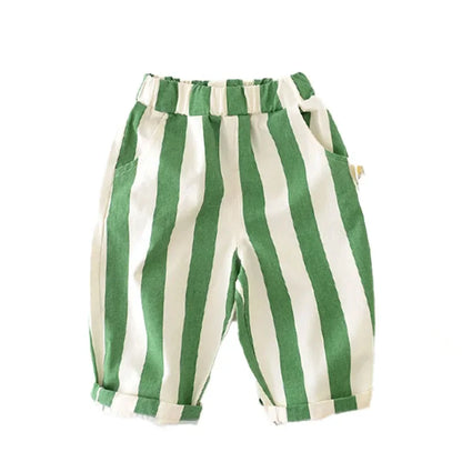 Premium Kids Striped Cotton Pants – Casual Loose Fit Trousers