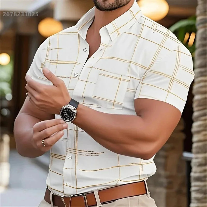 Men’s Luxury Short Sleeve Social Party Shirt