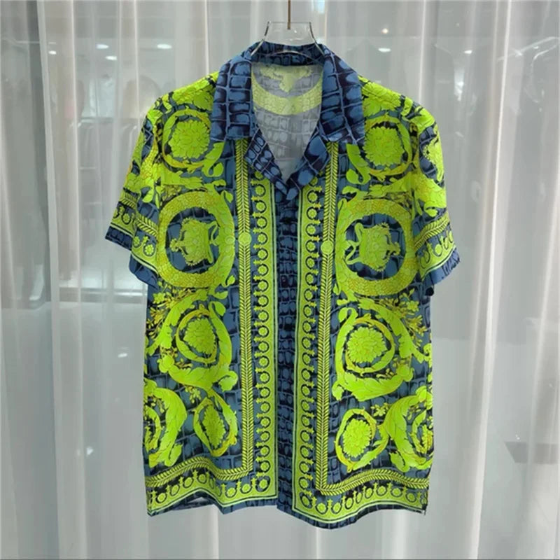 Premium Light Luxury Printed Shirt – Casual Short Sleeve