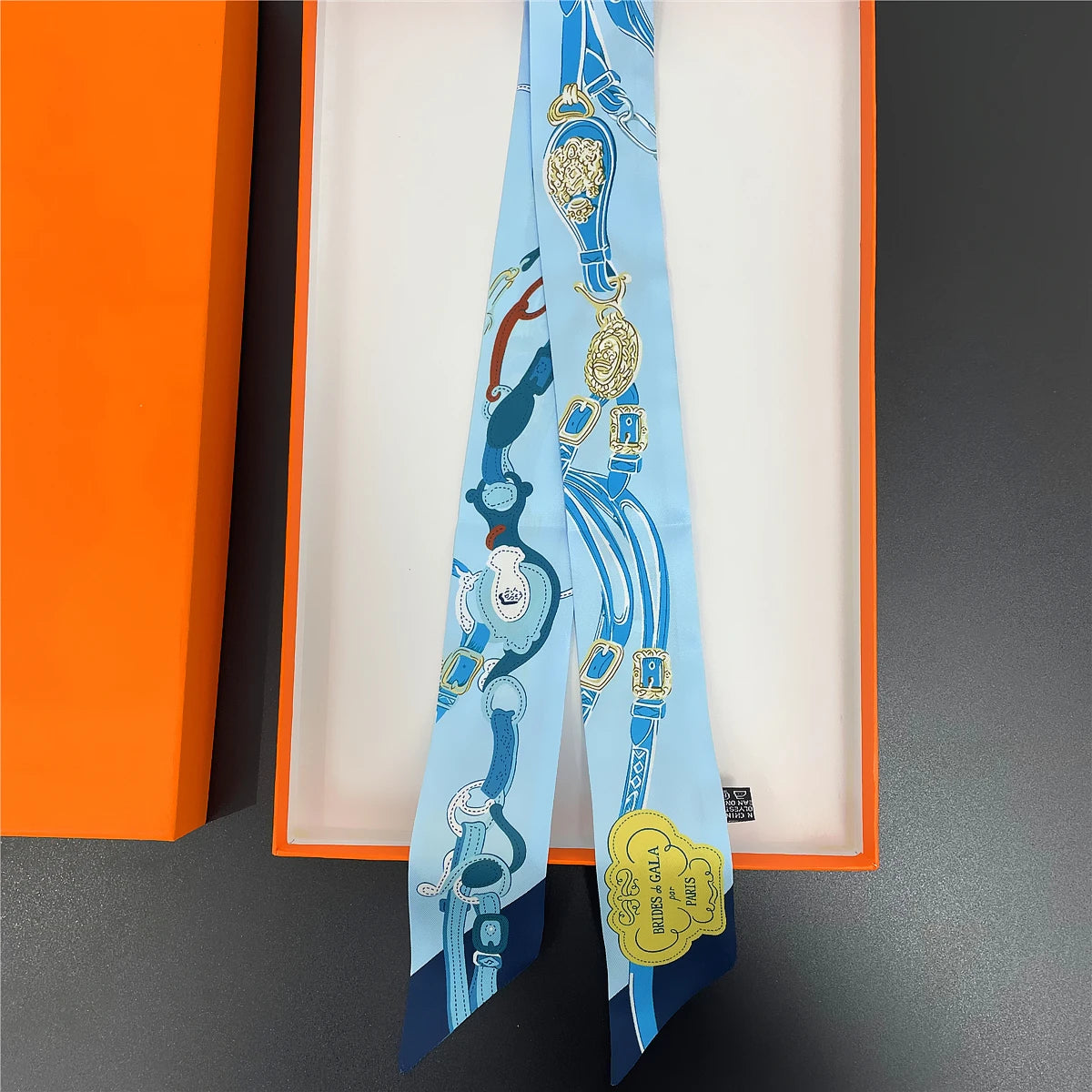 🧣 Glomexia Printed Silk Hair Scarf – Elegant Slim Fashion Wrap ✨