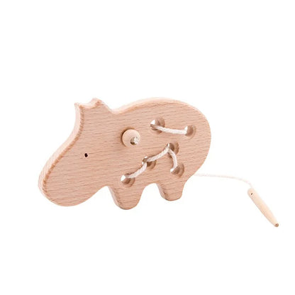 Wooden Animal Threading & Stacking Toy – Montessori Learning Set