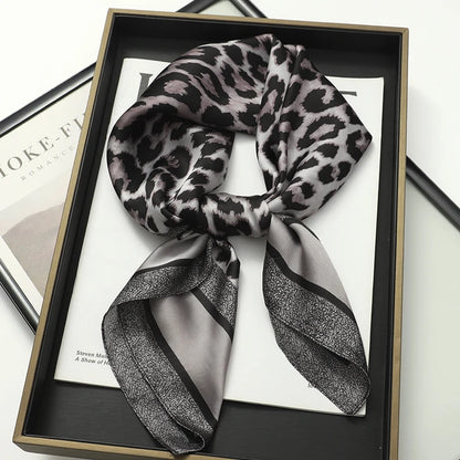 Women’s Luxury Cat Print Silk Square Scarf (70cm)