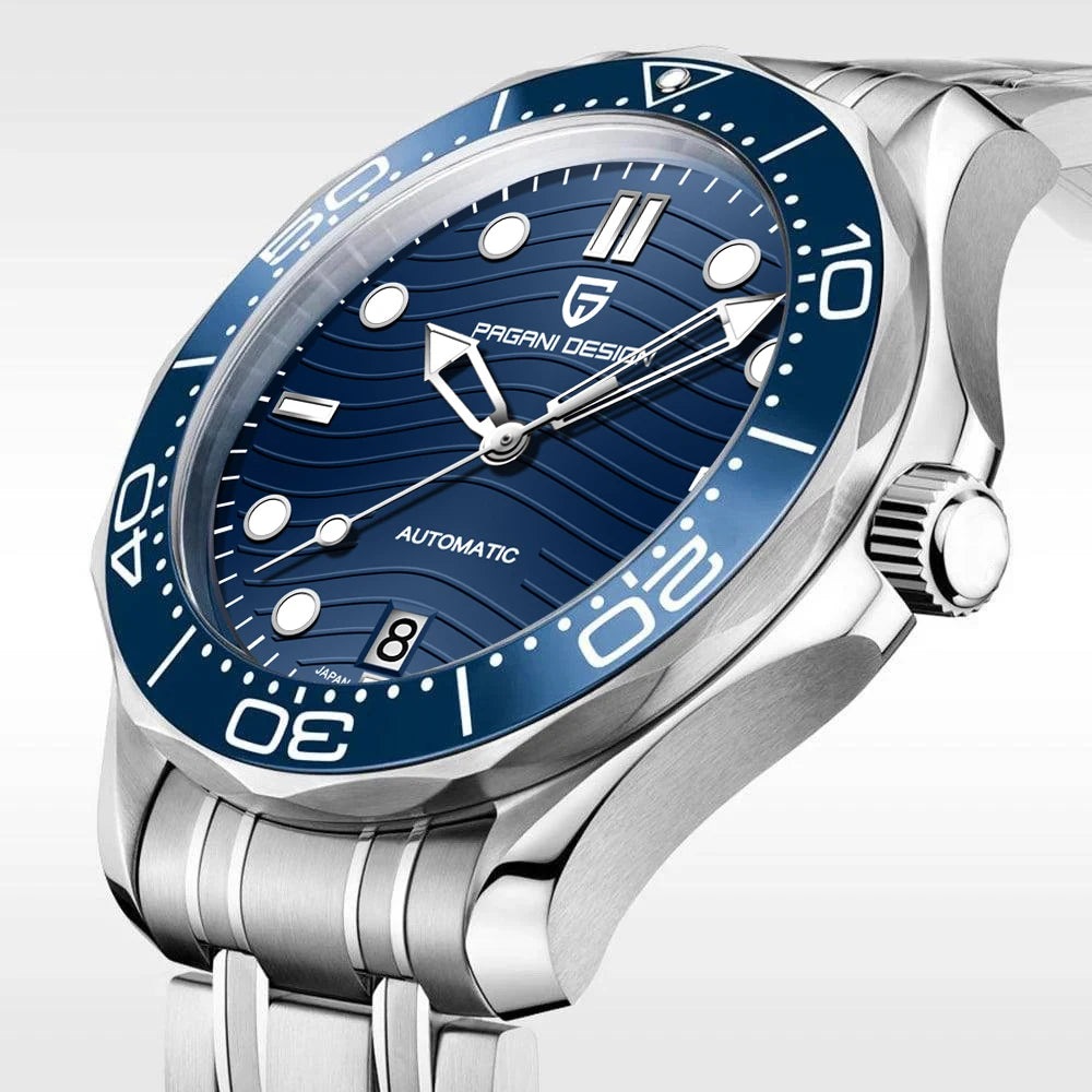 Men’s Automatic Diving Watch – Blue Dial Mechanical Wristwatch