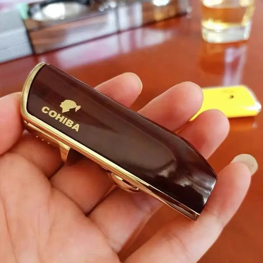 Premium Windproof Cigar Lighter with Triple Punch