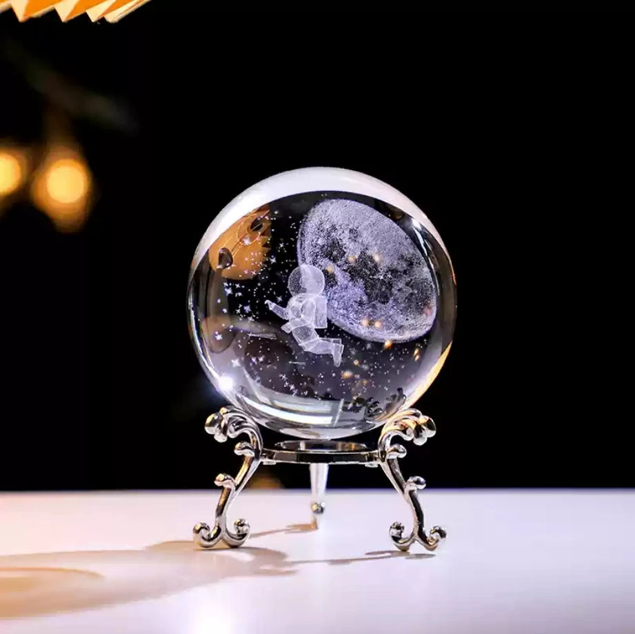 3D Solar System Crystal Ball with Stand