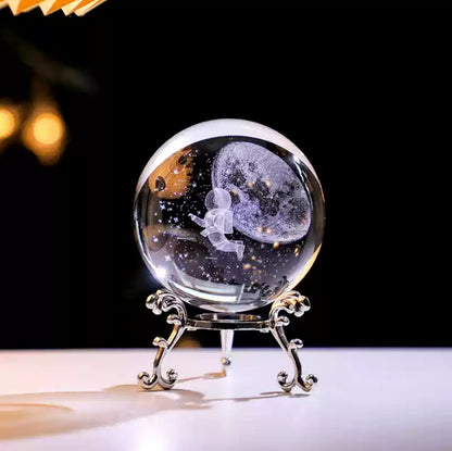 3D Solar System Crystal Ball with Stand