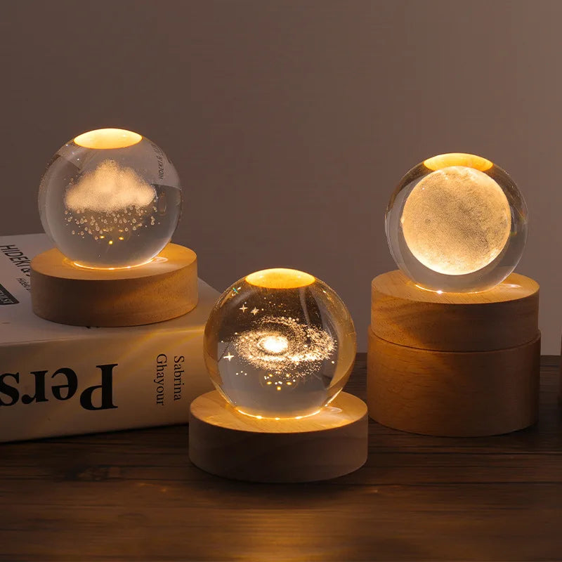 Aesthetic Moon Crystal Sphere Galaxy Night Lamp