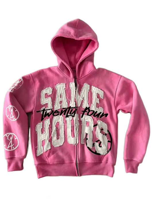 Glomexia Y2K Zip-Up Hoodie – Oversized Streetwear Sweatshirt