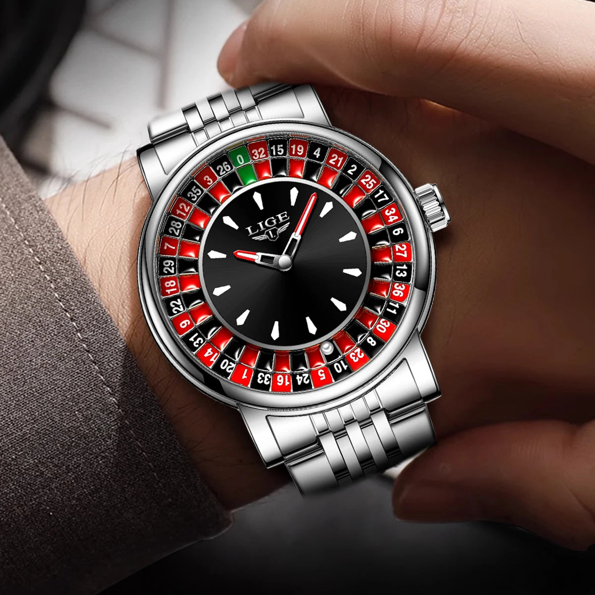 Glomexia Roulette Men Watch | Rotating Dial Waterproof