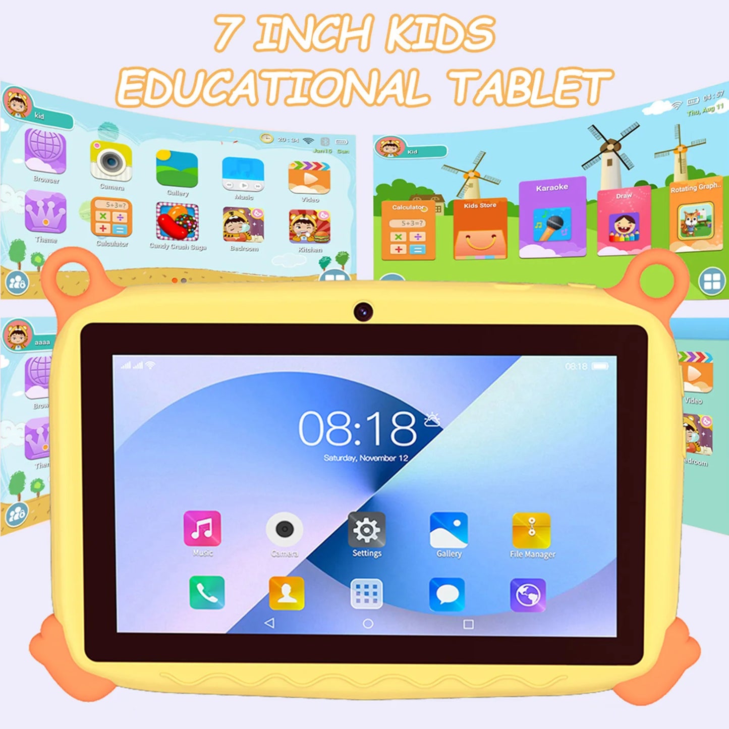 7″ Kids Android 13 Tablet 📱🎮 | 4GB RAM 64GB | Dual Camera